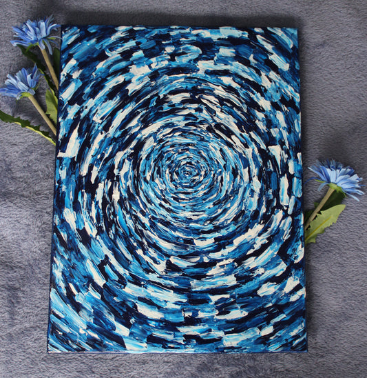 Blue and White Spiral on Rectangle Canvas 2