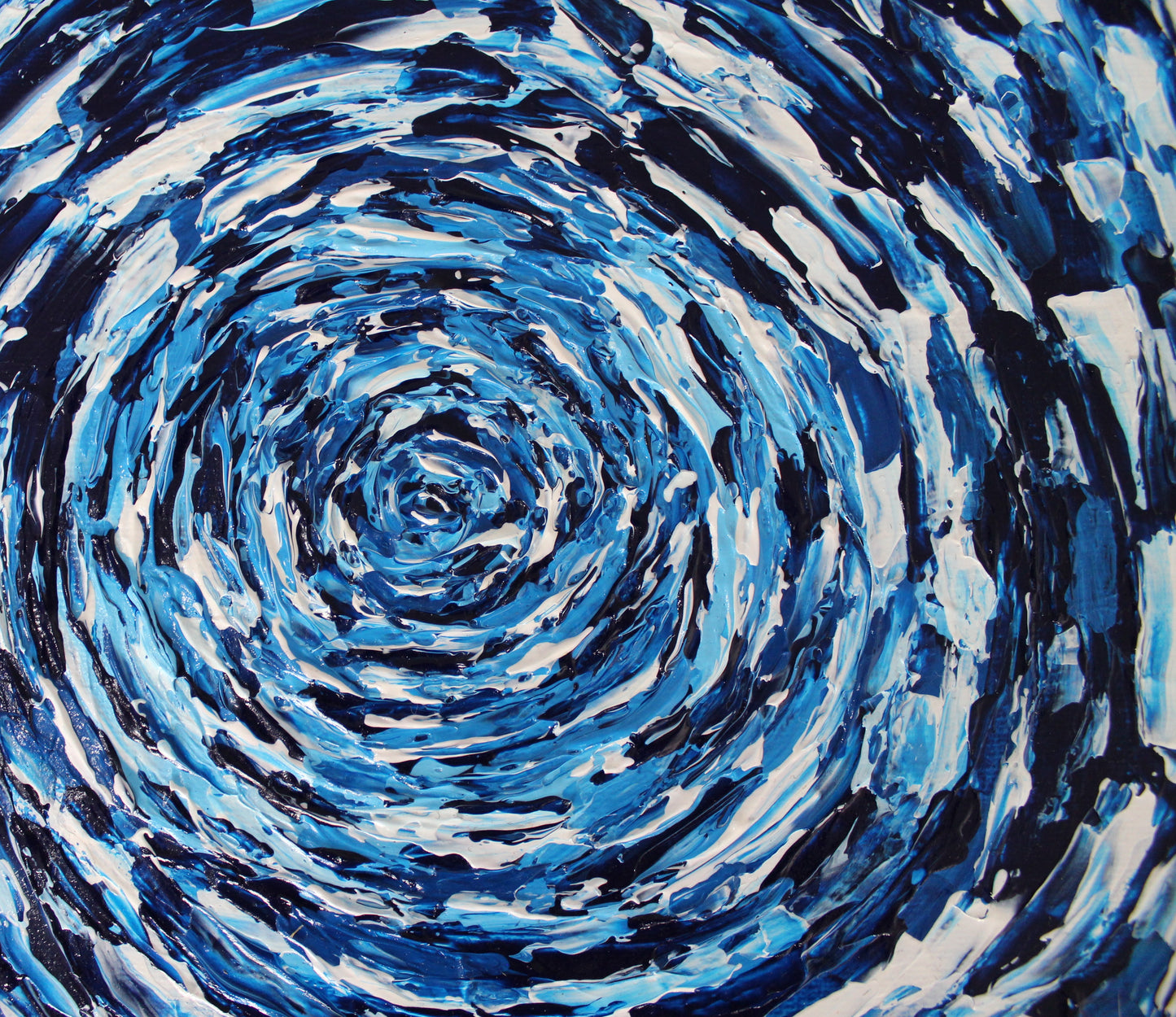 Blue and White Spiral on Rectangle Canvas 2